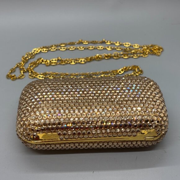 NWT J Tiras Gold Crystal Crossbody Purse/clutch - Picture 9 of 10